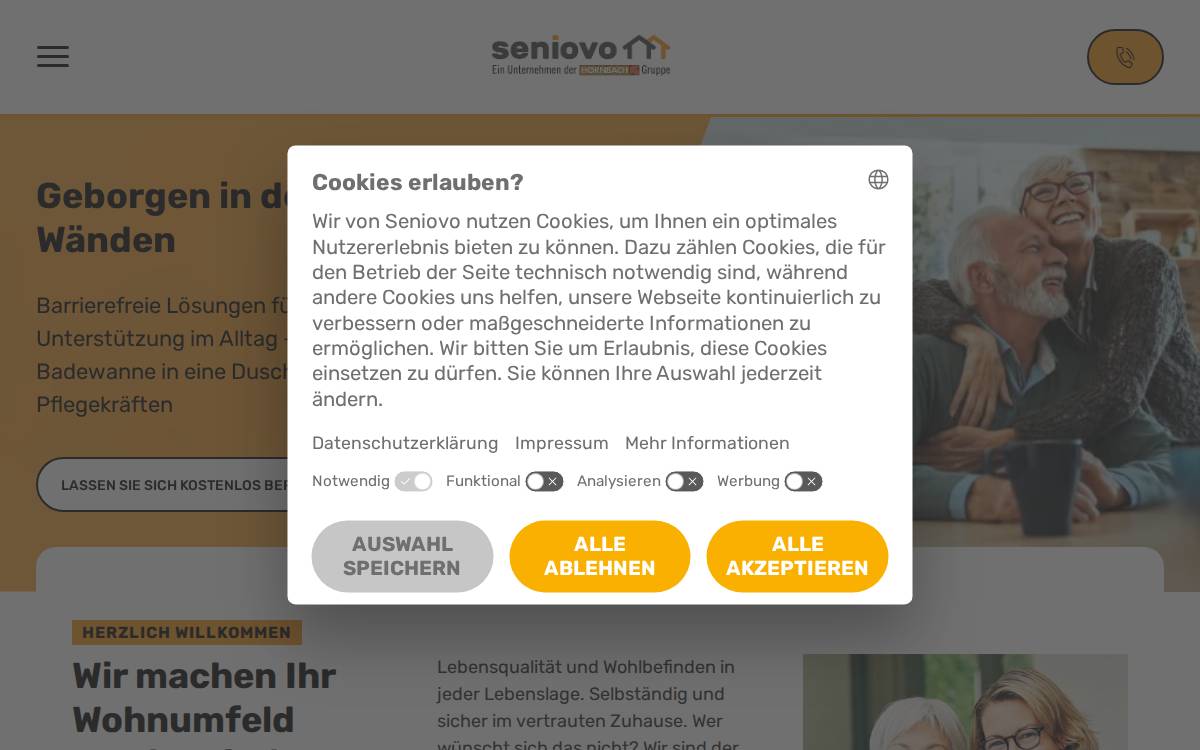 Seniovo website preview