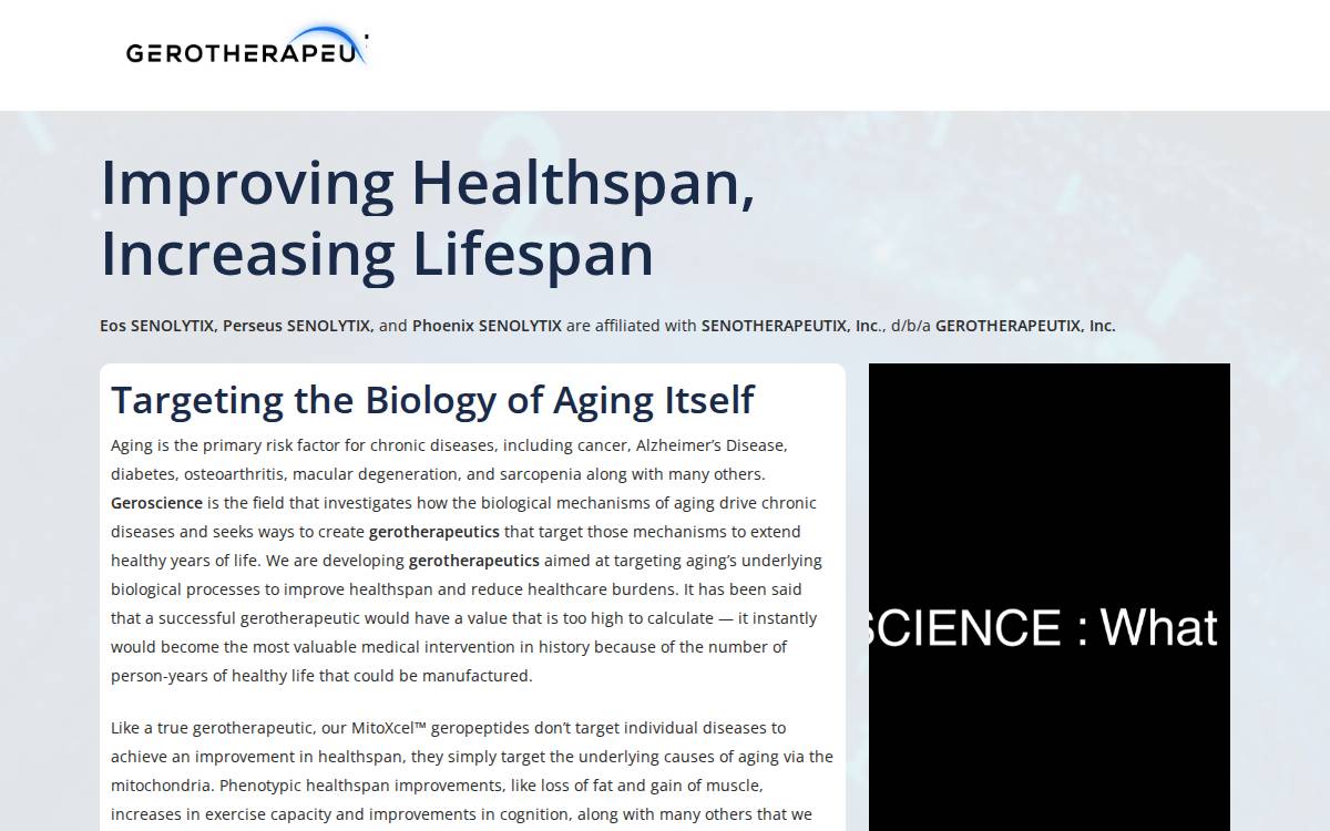 SENOTHERAPEUTIX website preview