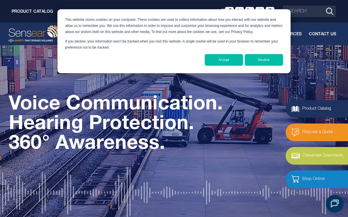 Sensear website preview