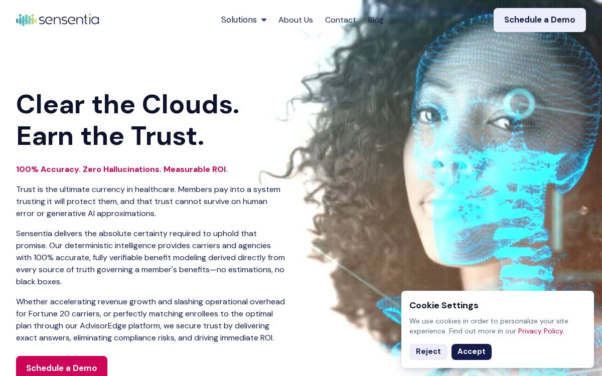 Sensentia website preview