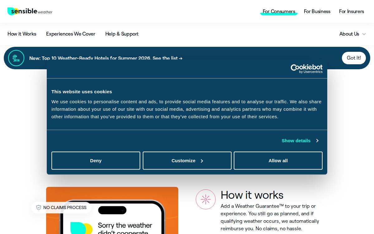 Sensible Weather website preview