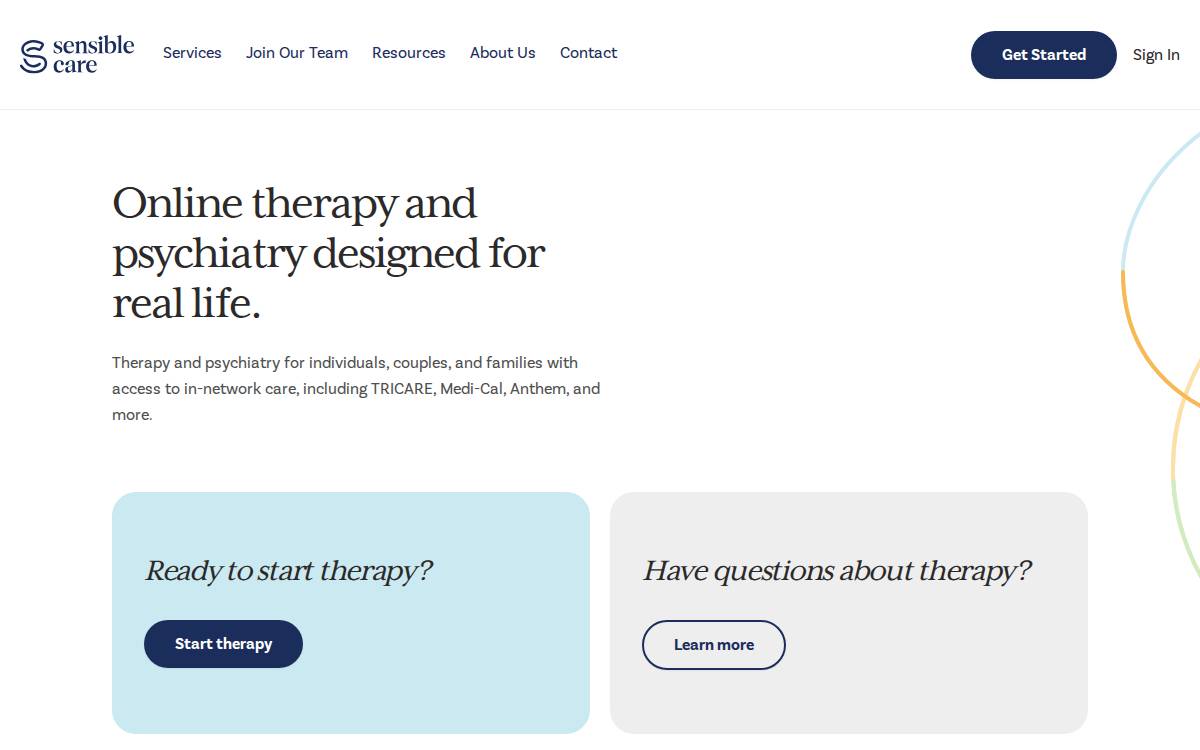 Sensiblecare website preview