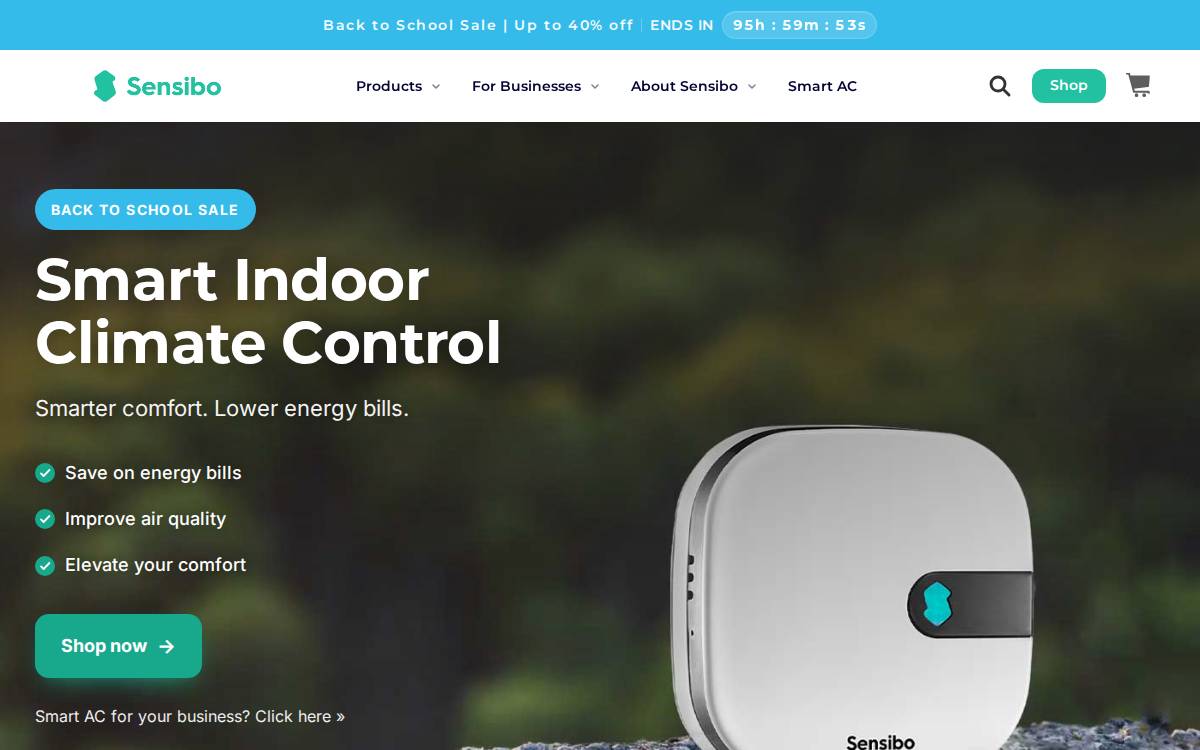 Sensibo website preview