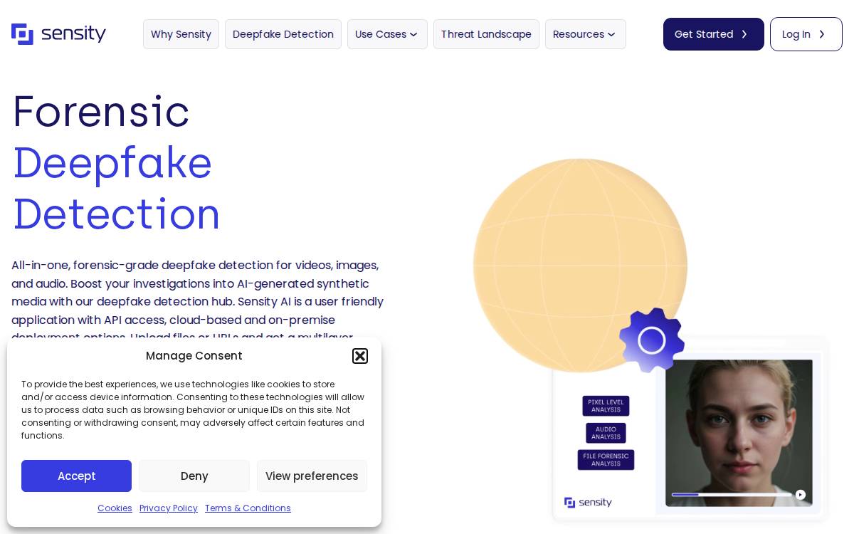 Sensity website preview