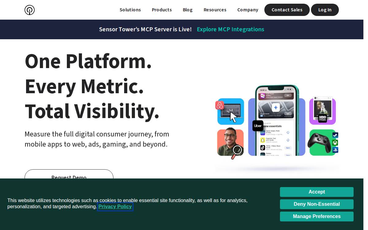 Sensor Tower website preview