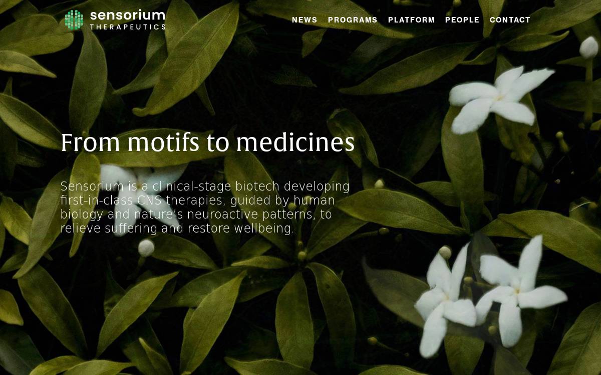 Sensorium Therapeutics website preview