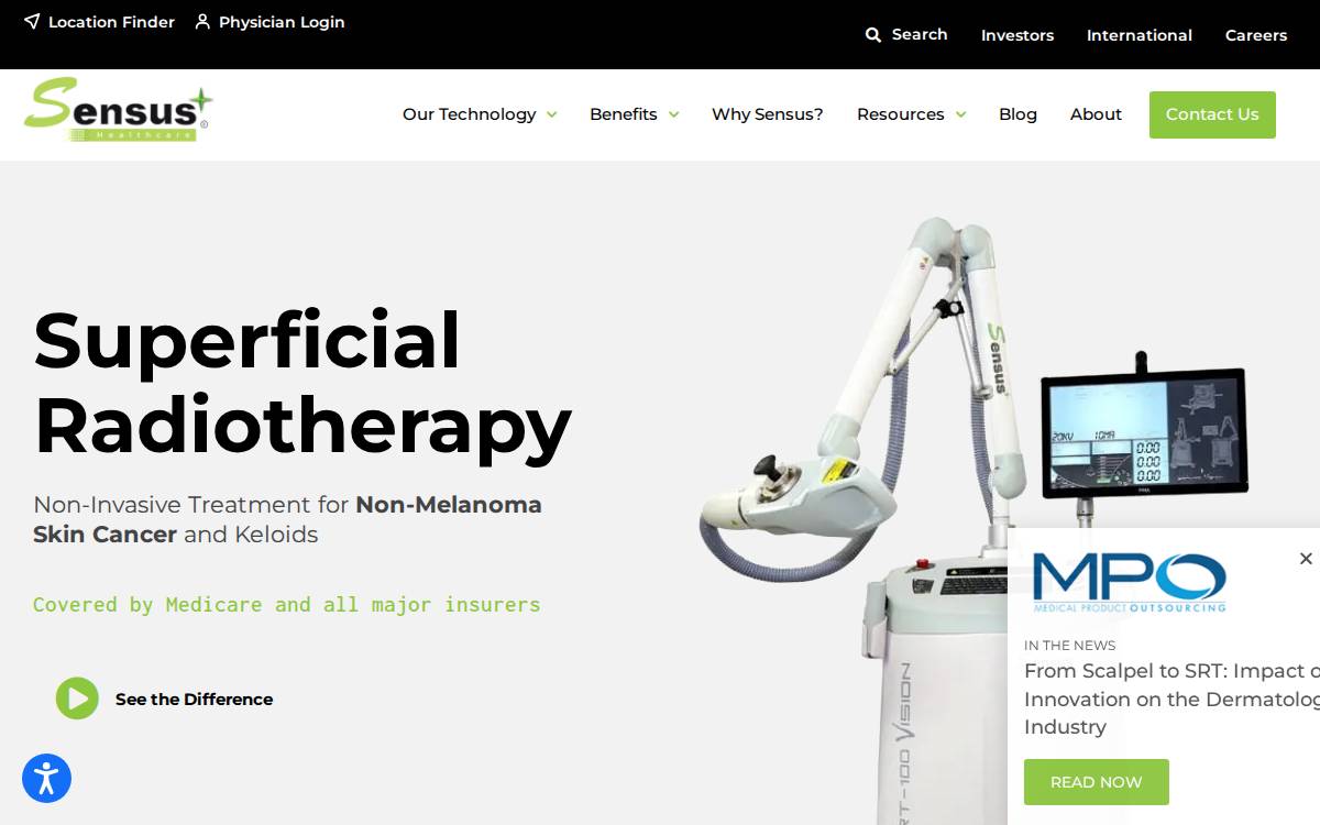 Sensus Healthcare website preview