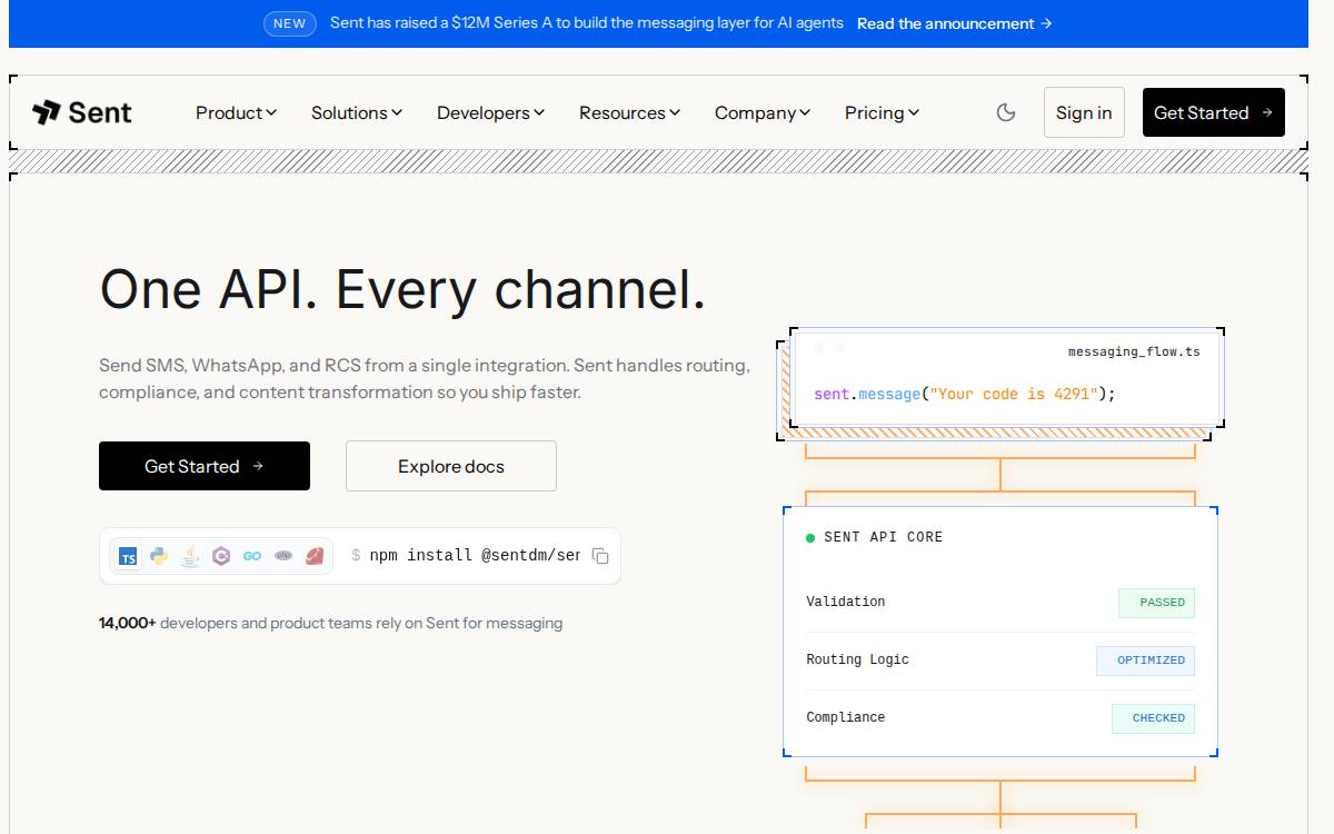 Sent website preview