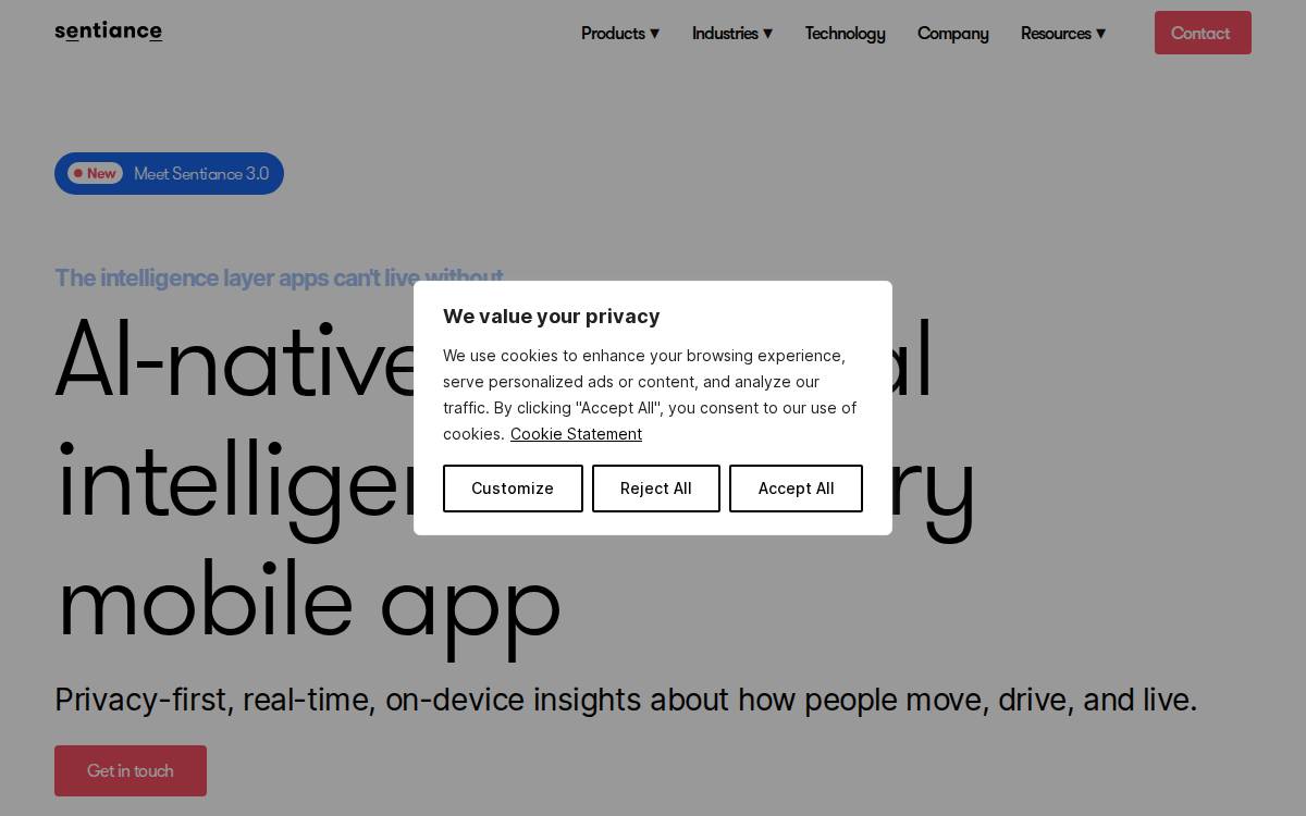 Sentiance website preview