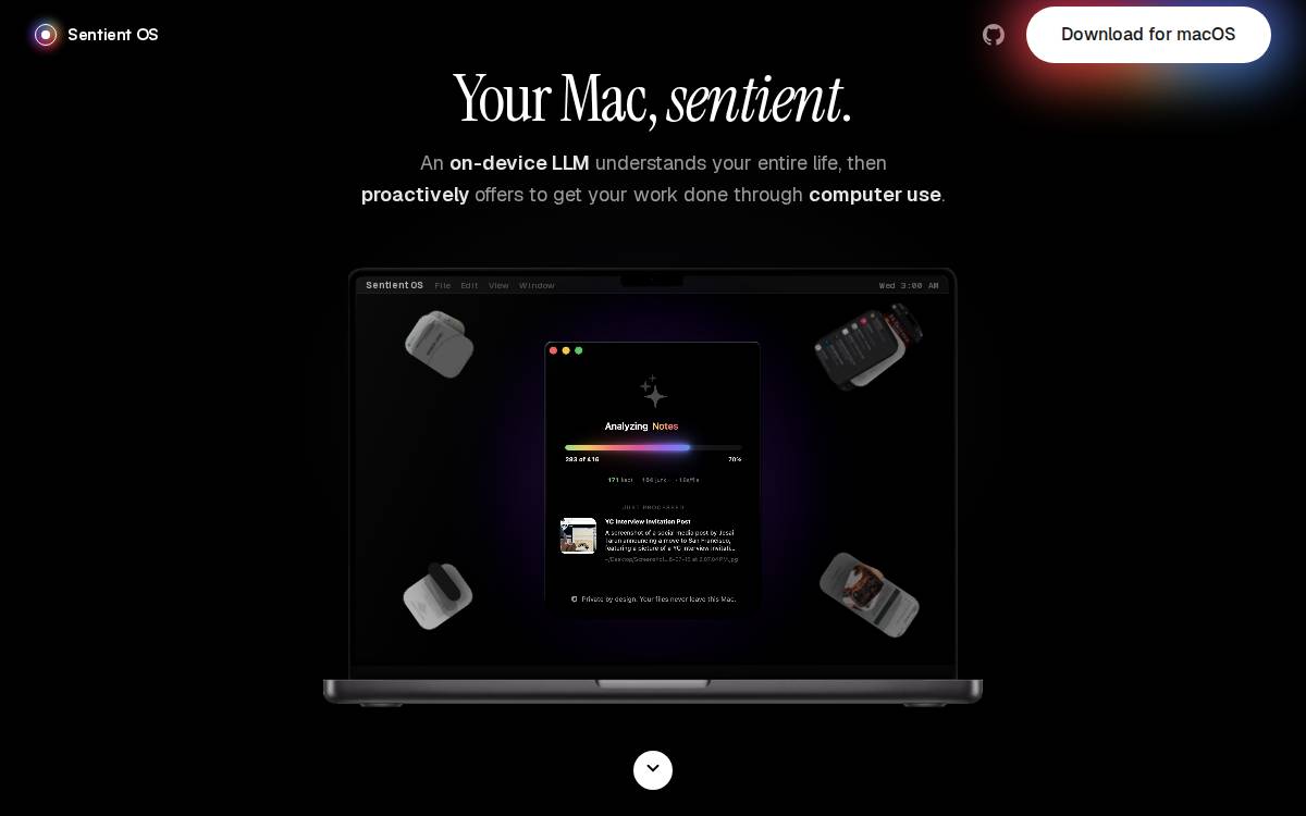 Sentient OS website preview
