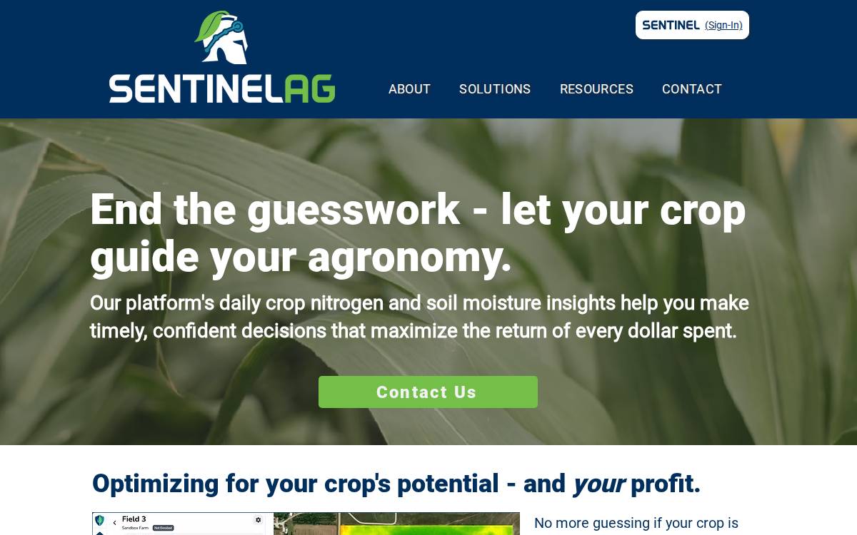 Sentinel Fertigation website preview