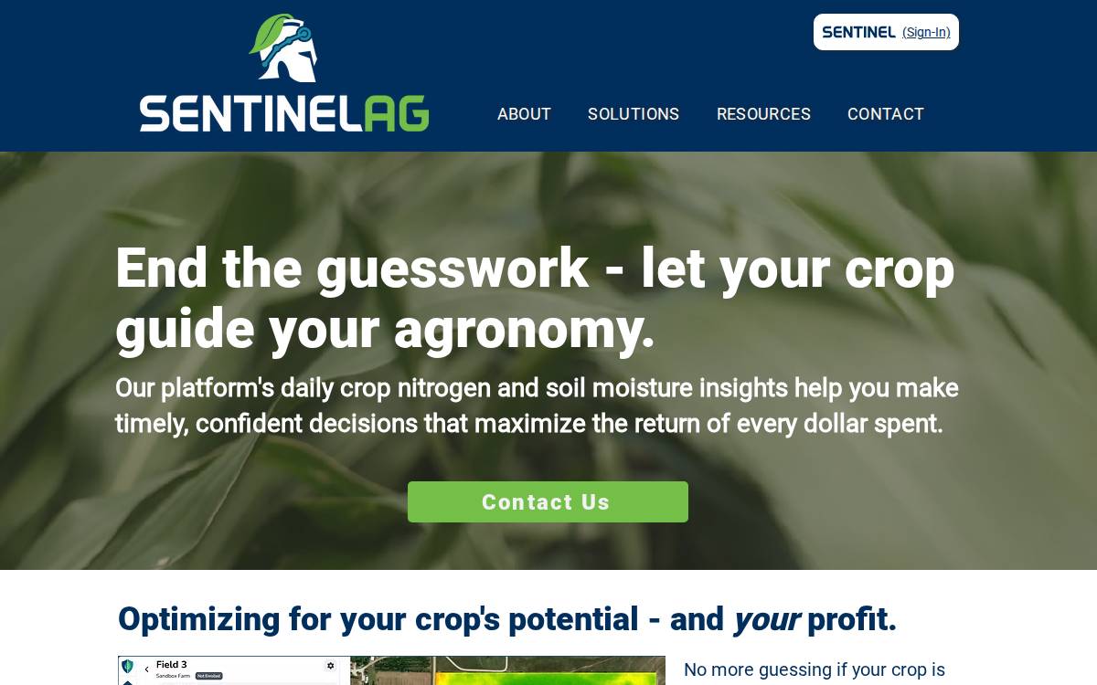 Sentinelag website preview