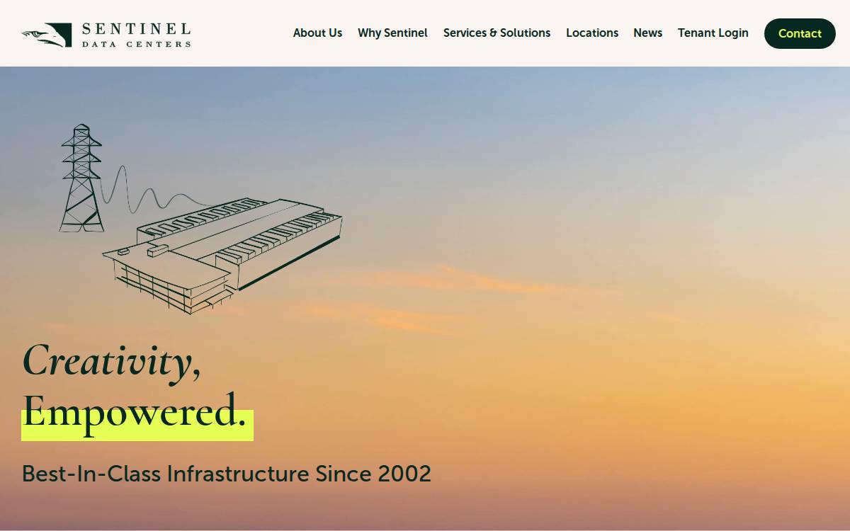 Sentinel Data Centers website preview