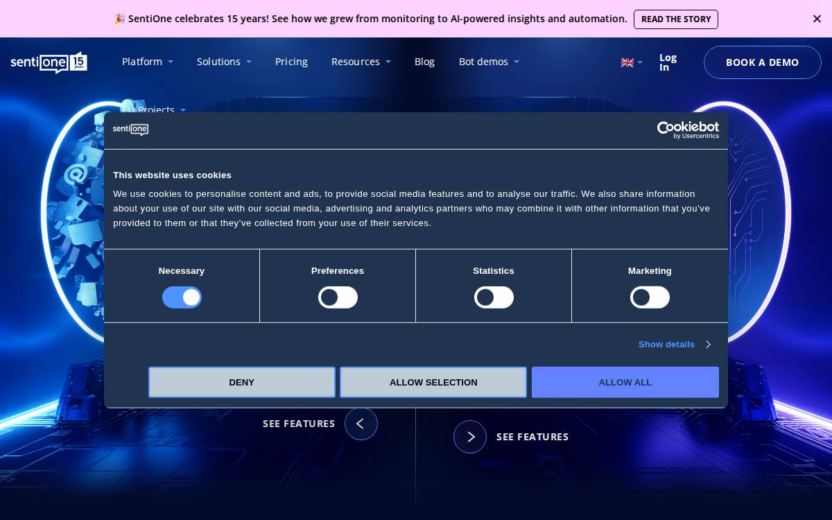 Sentione website preview