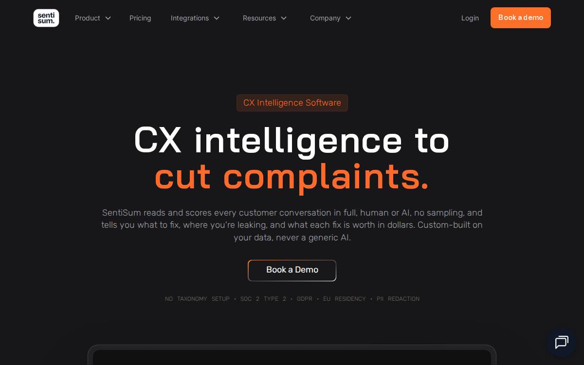 Sentisum website preview