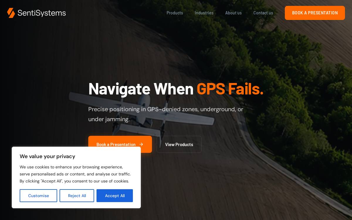 Senti Systems website preview