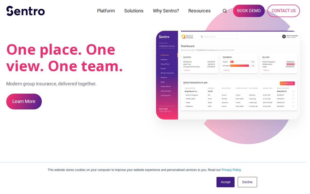 Sentro website preview