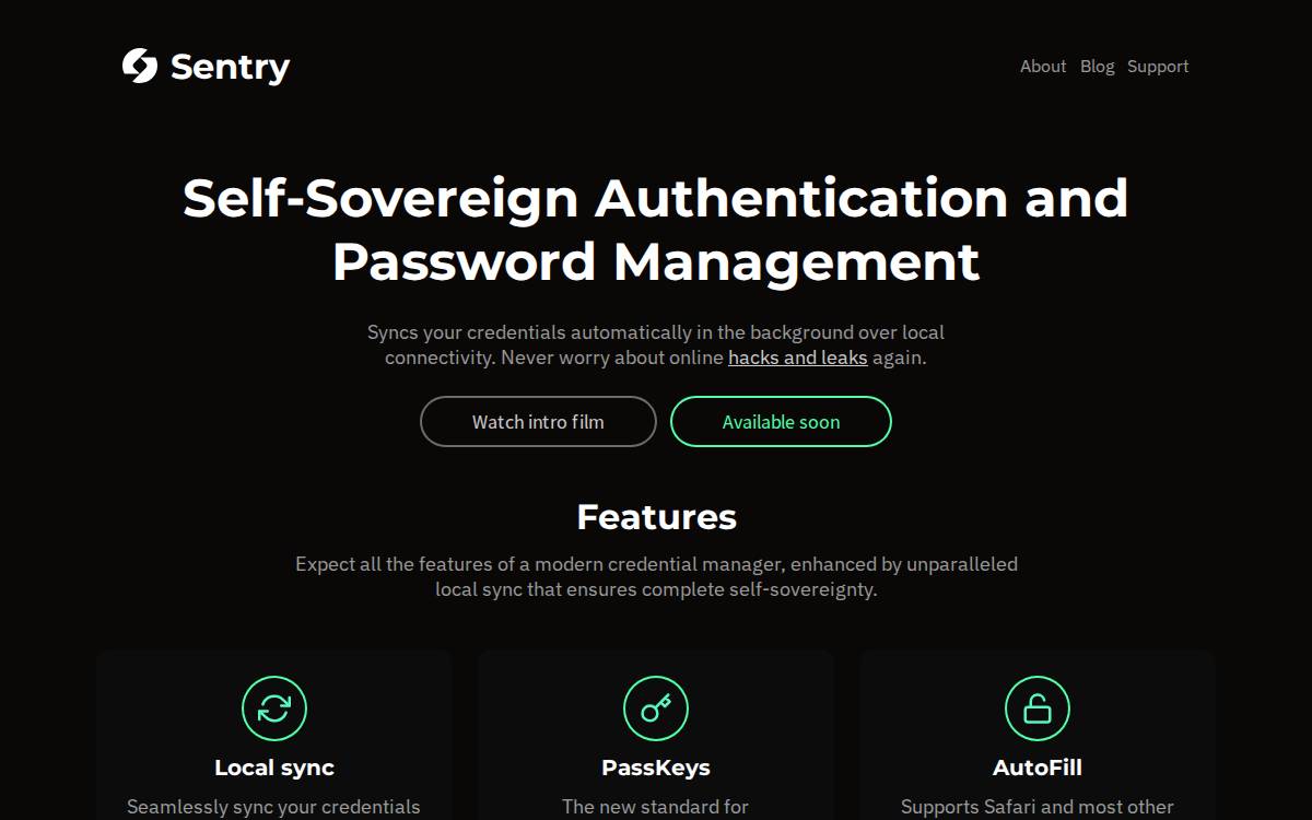 Sentry website preview