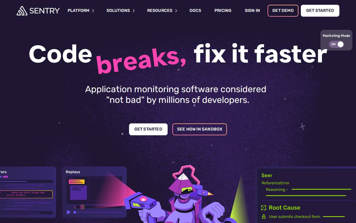 Sentry website preview