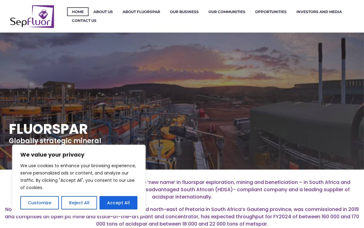 SepFluor website preview
