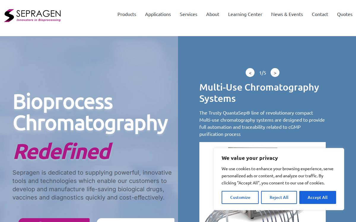 Sepragen website preview