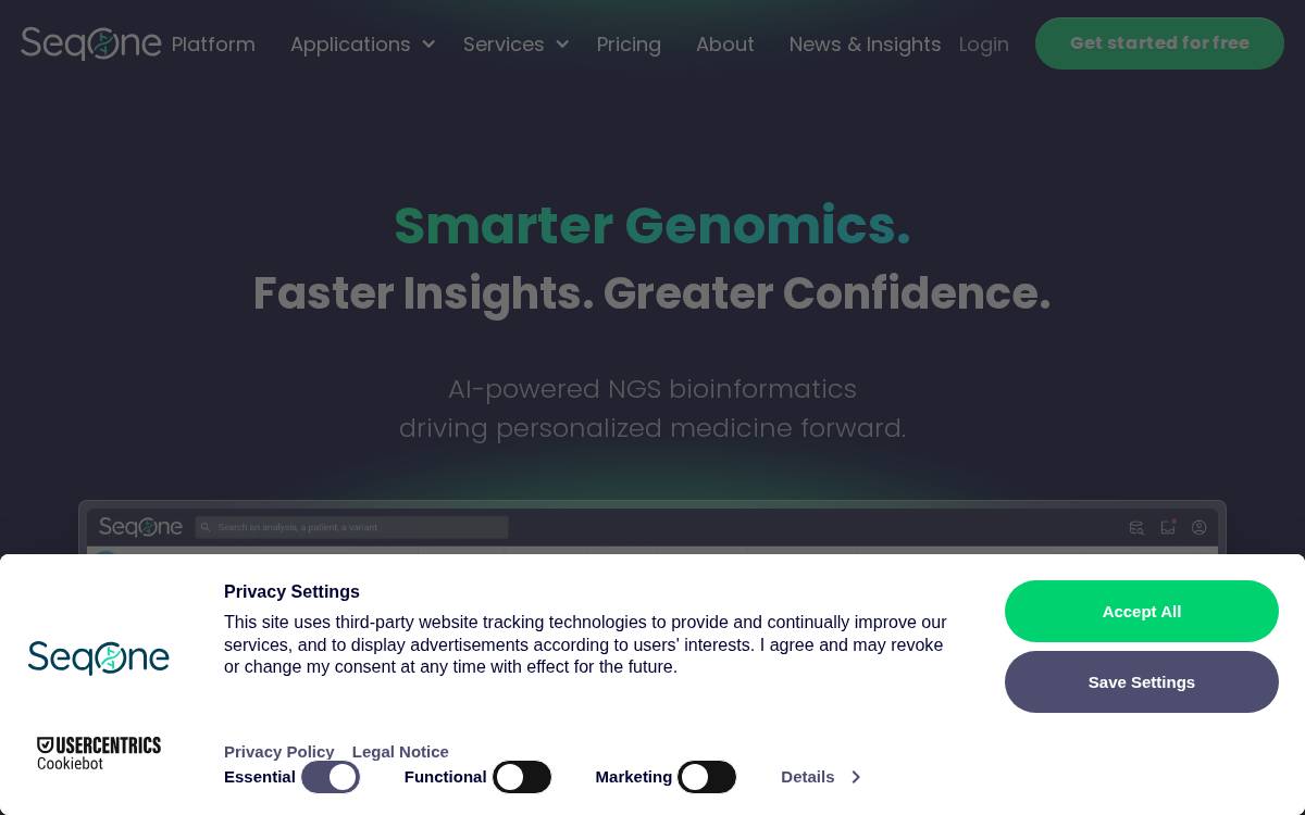 SeqOne website preview