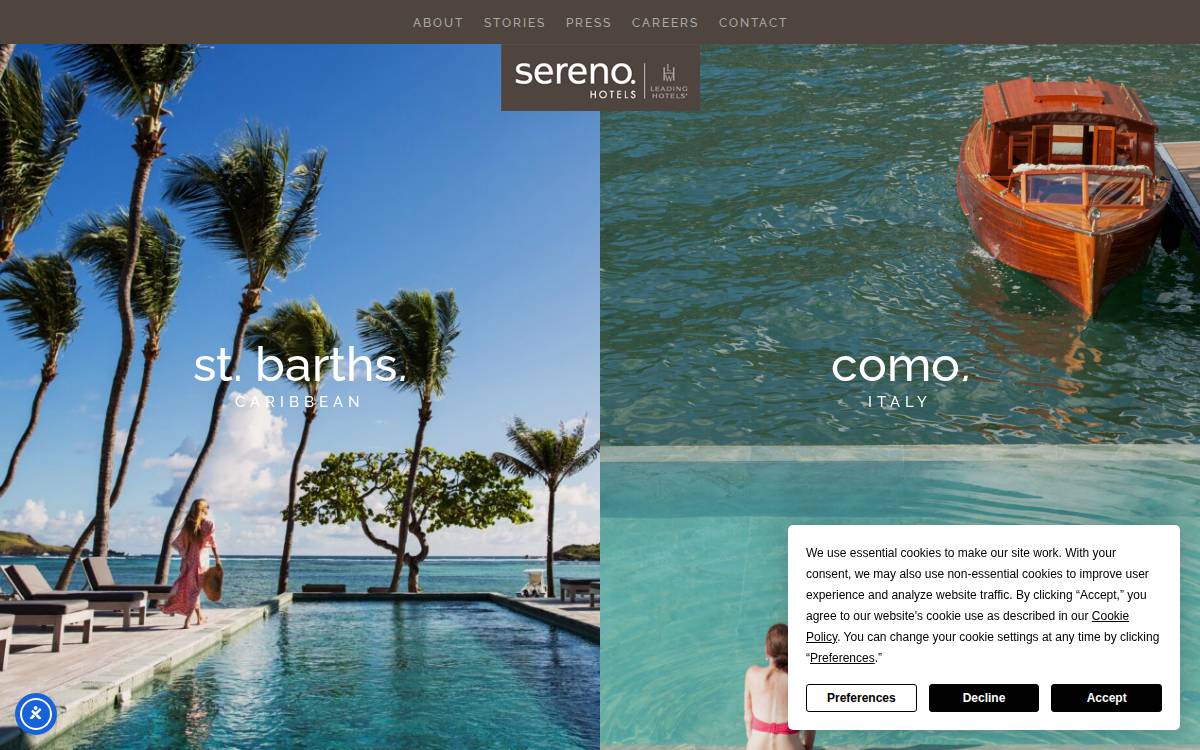 Sereno Hotels website preview