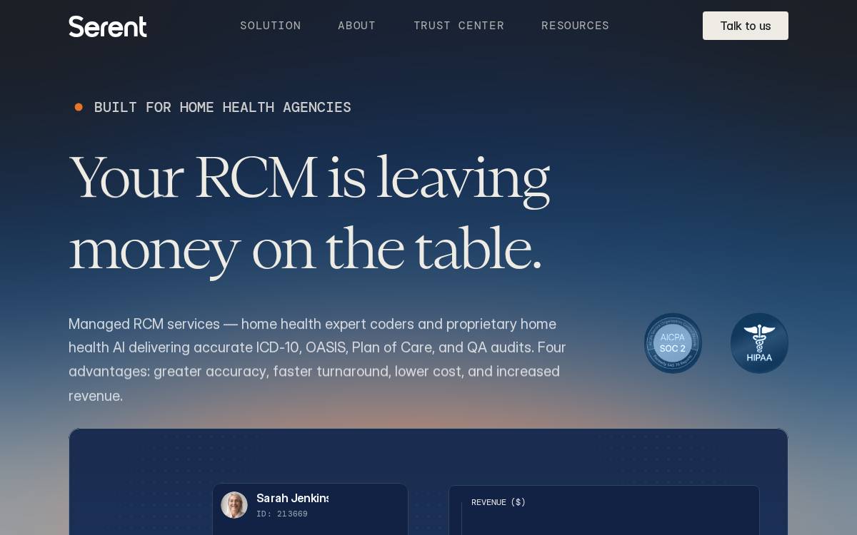Serent website preview