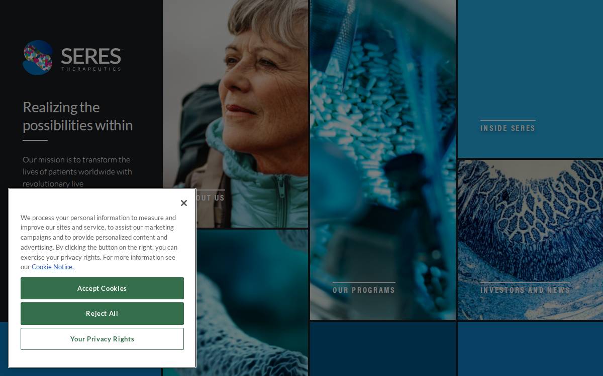 Seres Therapeutics website preview