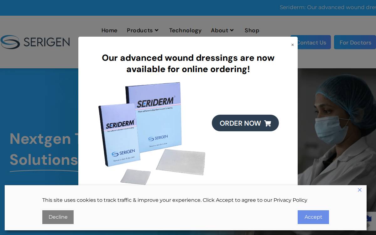 Serigen Mediproducts website preview