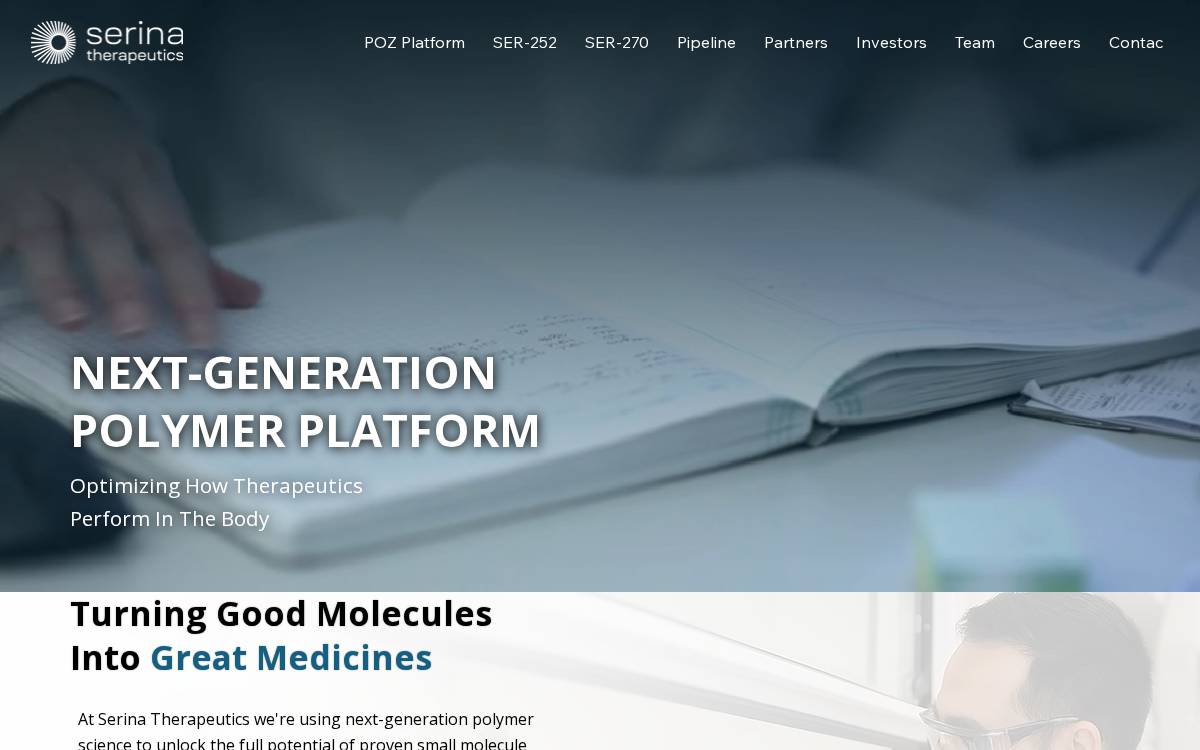Serina Therapeutics website preview