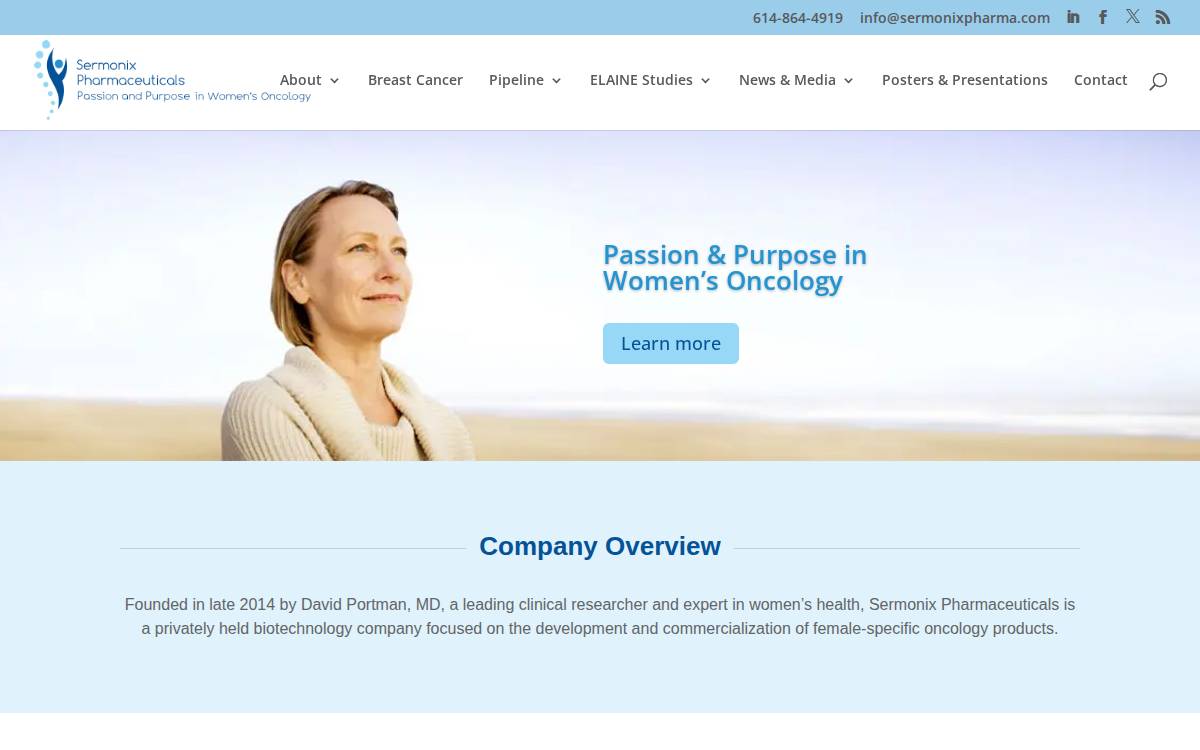 Sermonix Pharmaceuticals website preview