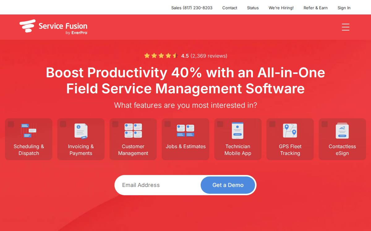 Service Fusion website preview