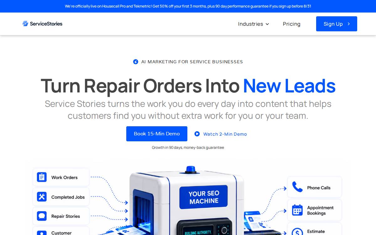 Service Stories website preview
