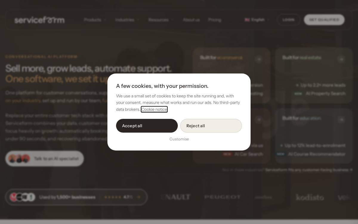 Serviceform website preview