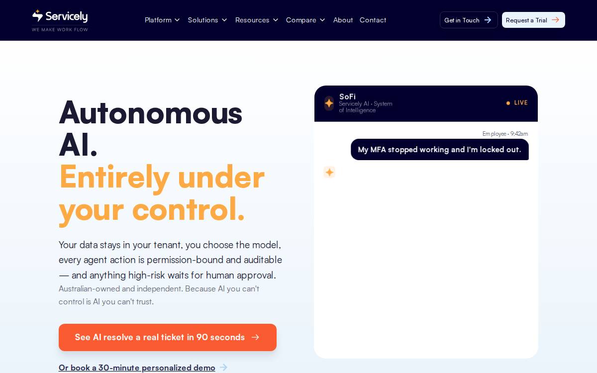 Servicely website preview