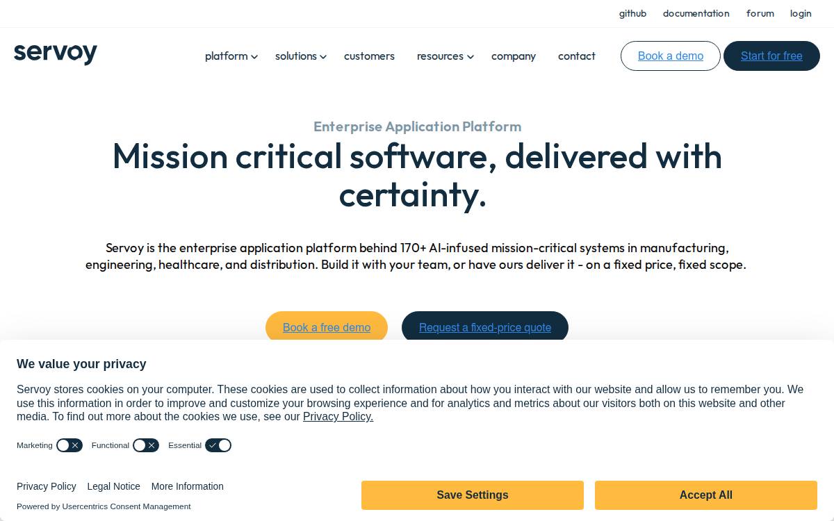 Servoy website preview