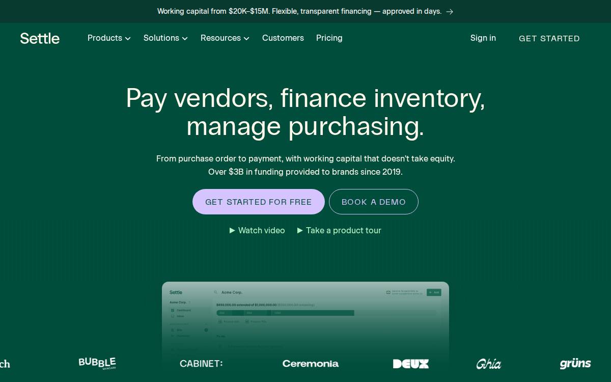 Settle website preview