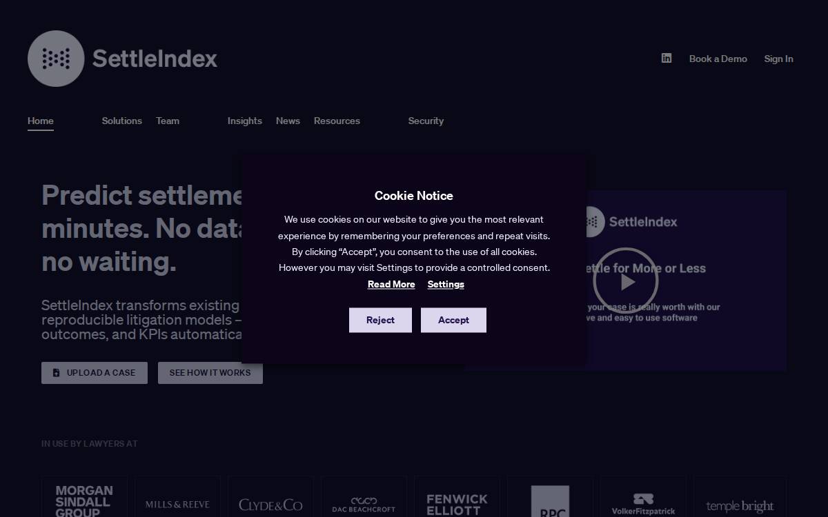 Settleindex website preview