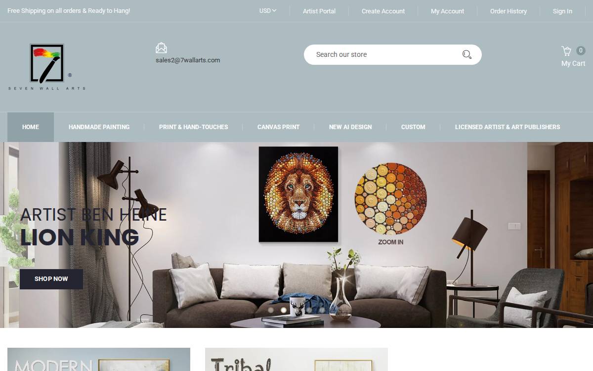 Seven Wall Arts website preview