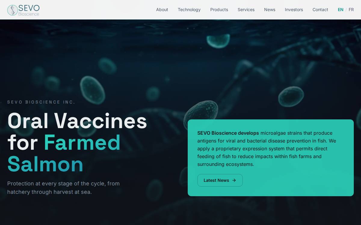 Sevo Bioscience website preview