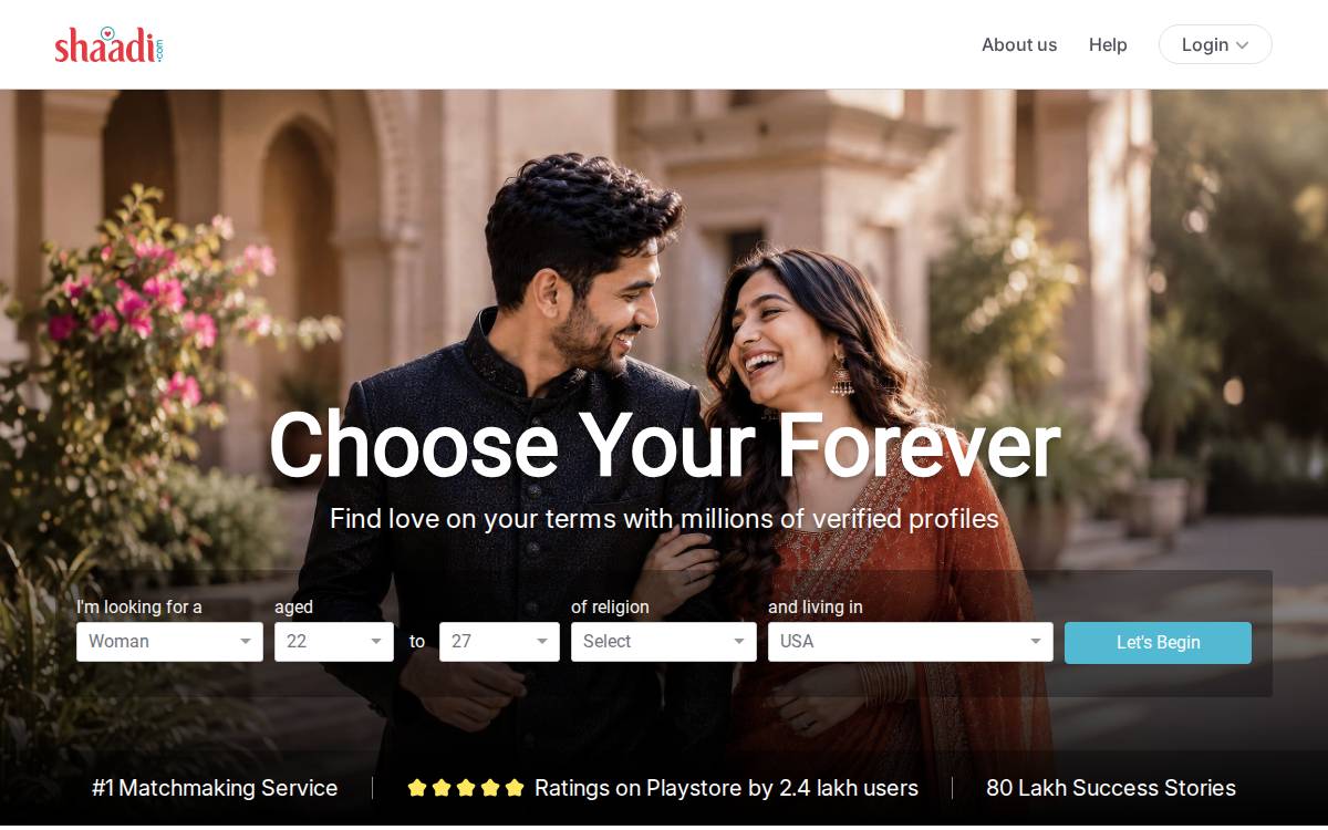 Shaadi website preview