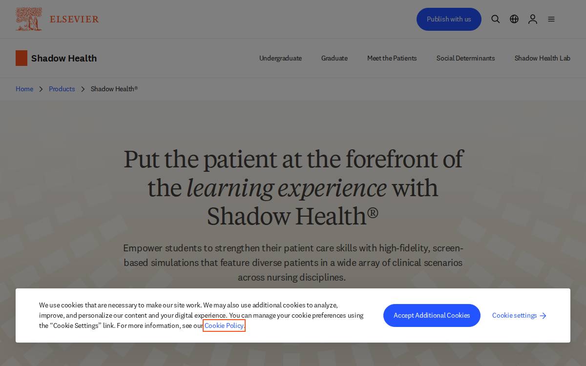 Shadow Health website preview