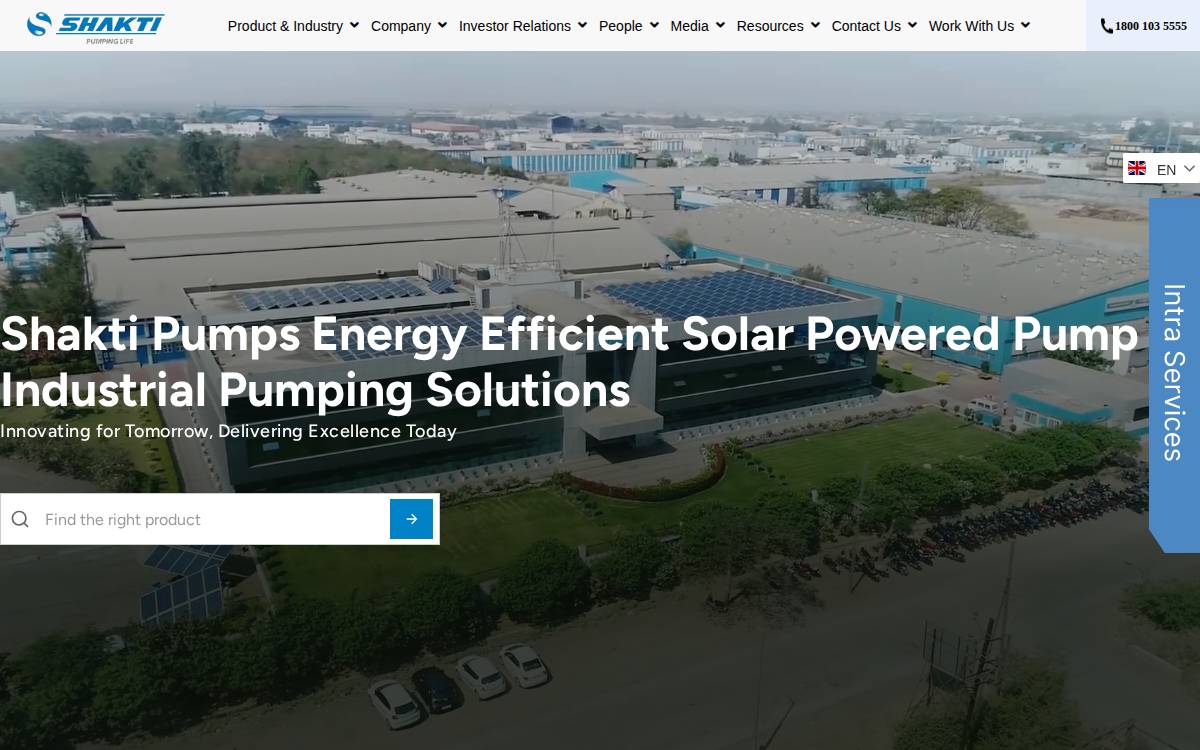 Shakti Pumps website preview