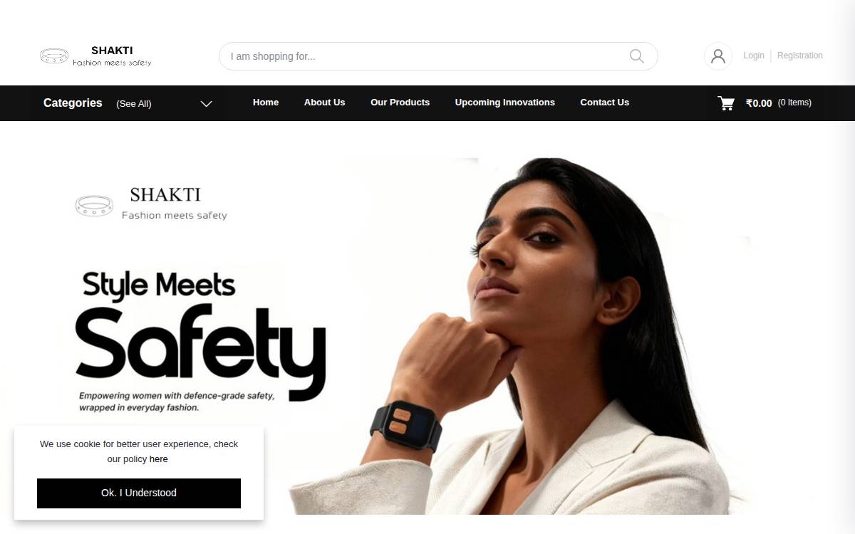 Shaktiwearables website preview