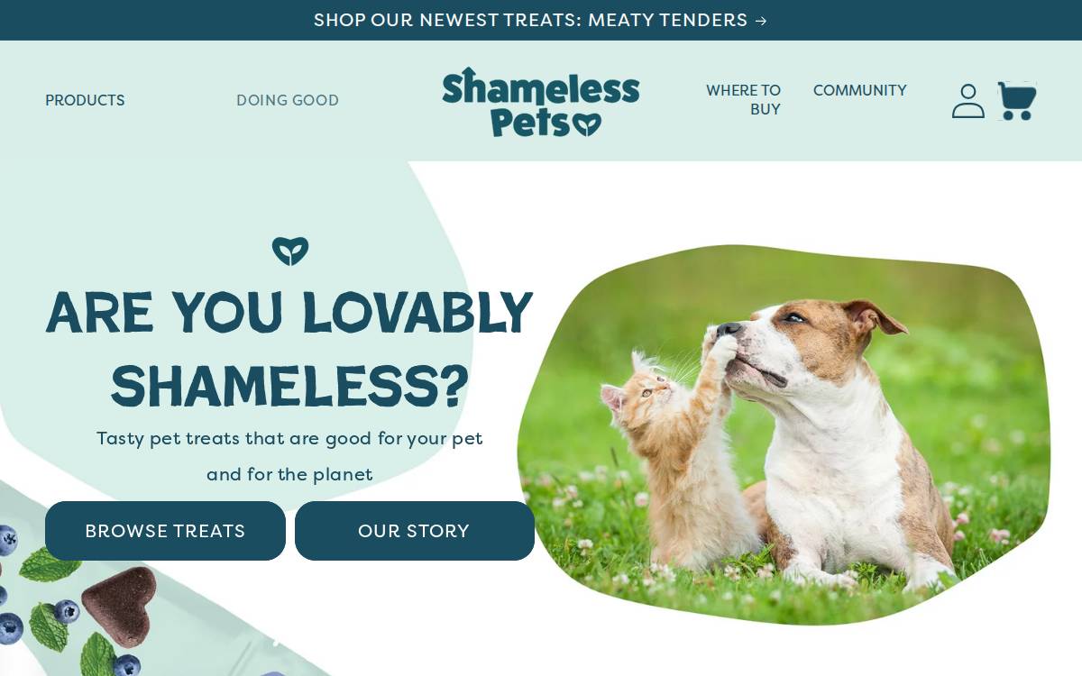 Shameless Pets website preview