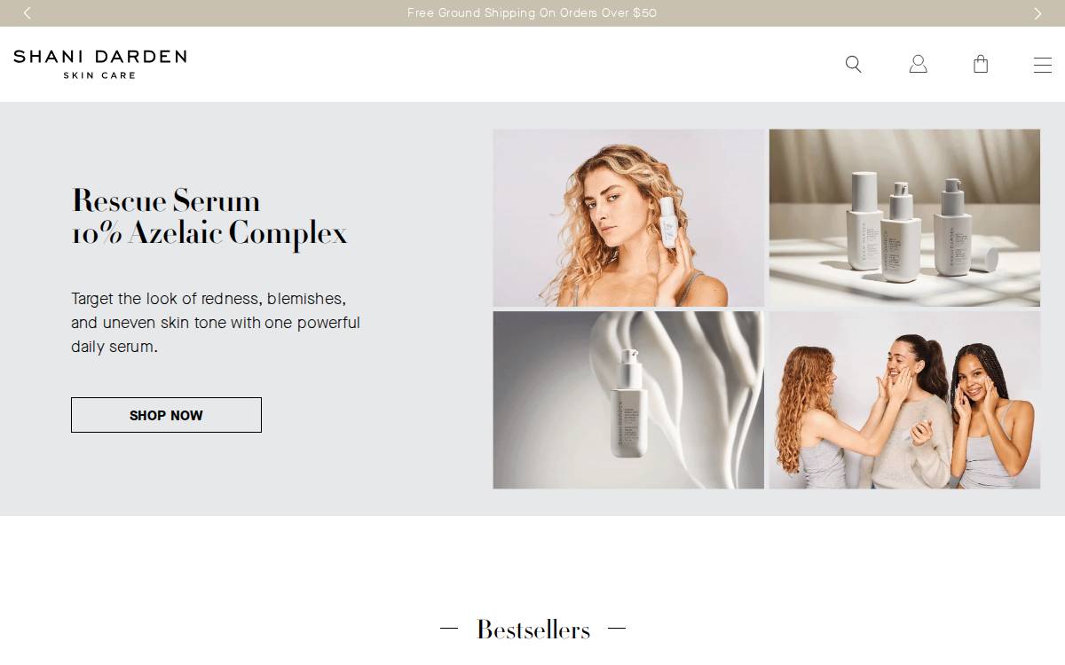 Shani Darden Skincare website preview