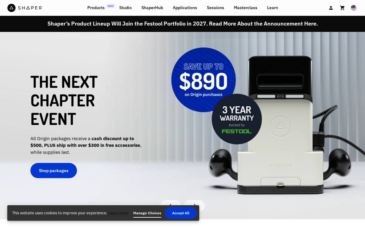 Shaper Tools website preview