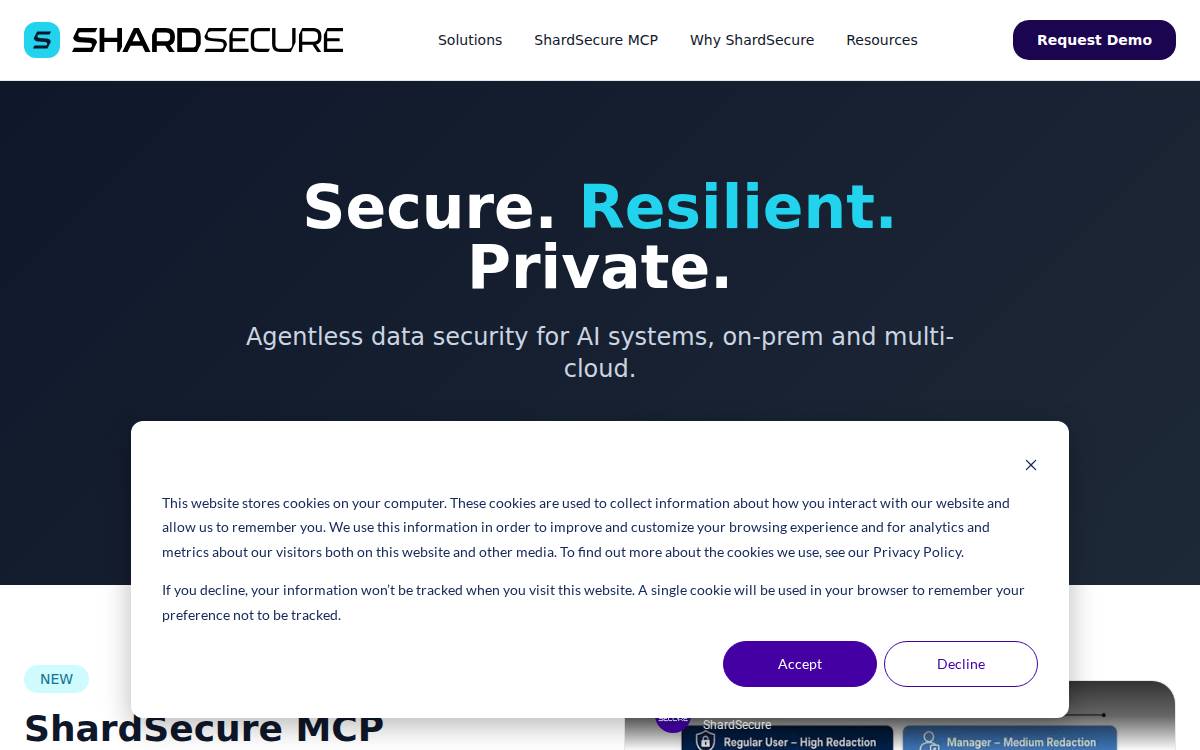 Shard Secure website preview