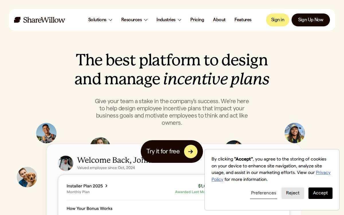 Share Willow website preview